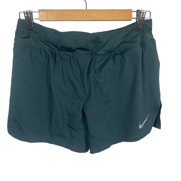 Nike Dri-FIT Eclipse Running Shorts Womens Small 5" Green Liner Zip Pocket - Picture 1 of 9